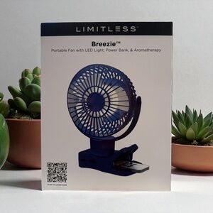 LIMITLESS "Breezie" Portable Fan w/LED Light, Power Bank, & Aromatherapy